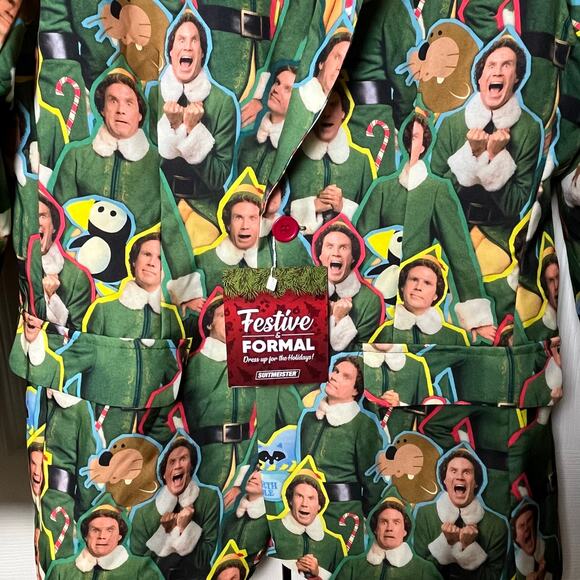 Suitmeister Elf Blazer Green Red Small Buddy The Elf Suit Jacket - Picture 2 of 12